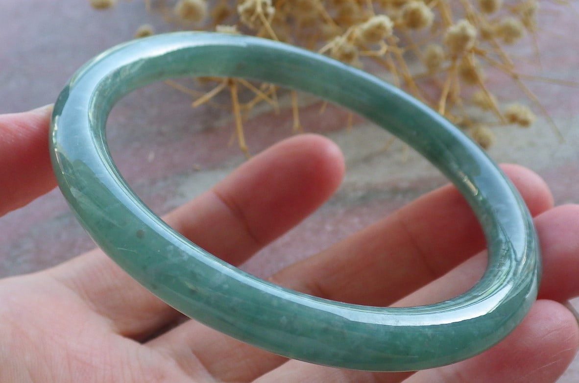 Icy Green Natural A JADE Jadeite Circle Bangle Bracelet 57 mm 683845 TN