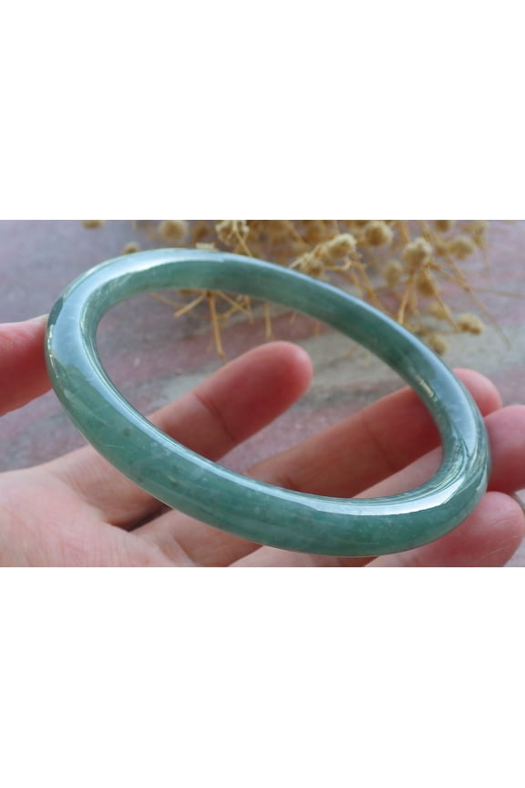 Icy Green Natural A JADE Jadeite Circle Bangle Bracelet 57 mm 683845 TN