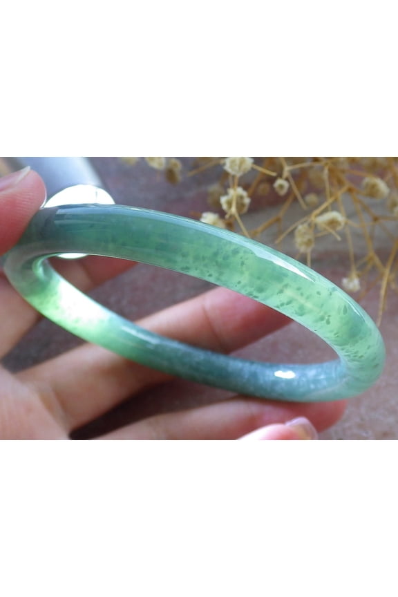 Icy Green Natural A JADE Jadeite Circle Bangle Bracelet 57 mm 683853 TN