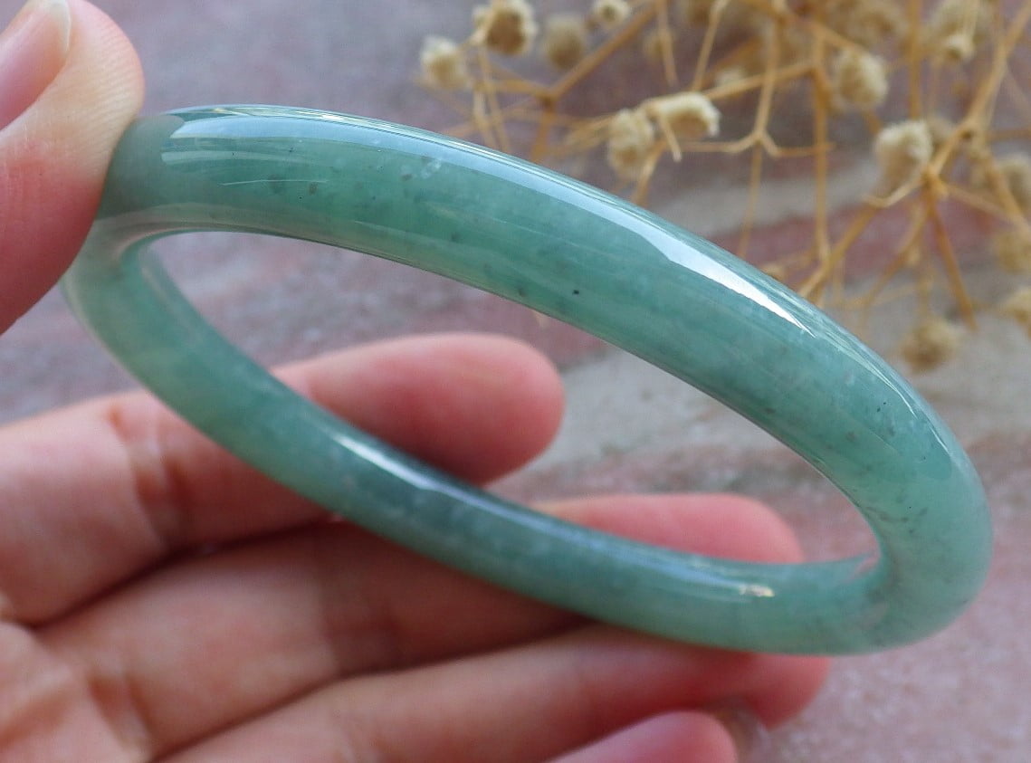 Icy Green Natural A JADE Jadeite Circle Bangle Bracelet 57 mm 683871 TN