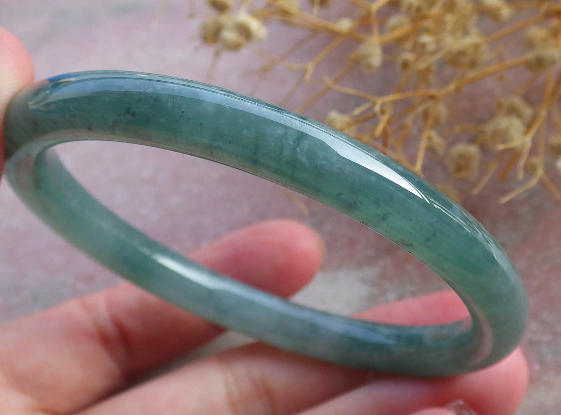 Icy Green Natural A JADE Jadeite Circle Bangle Bracelet 58 mm 682133 TN