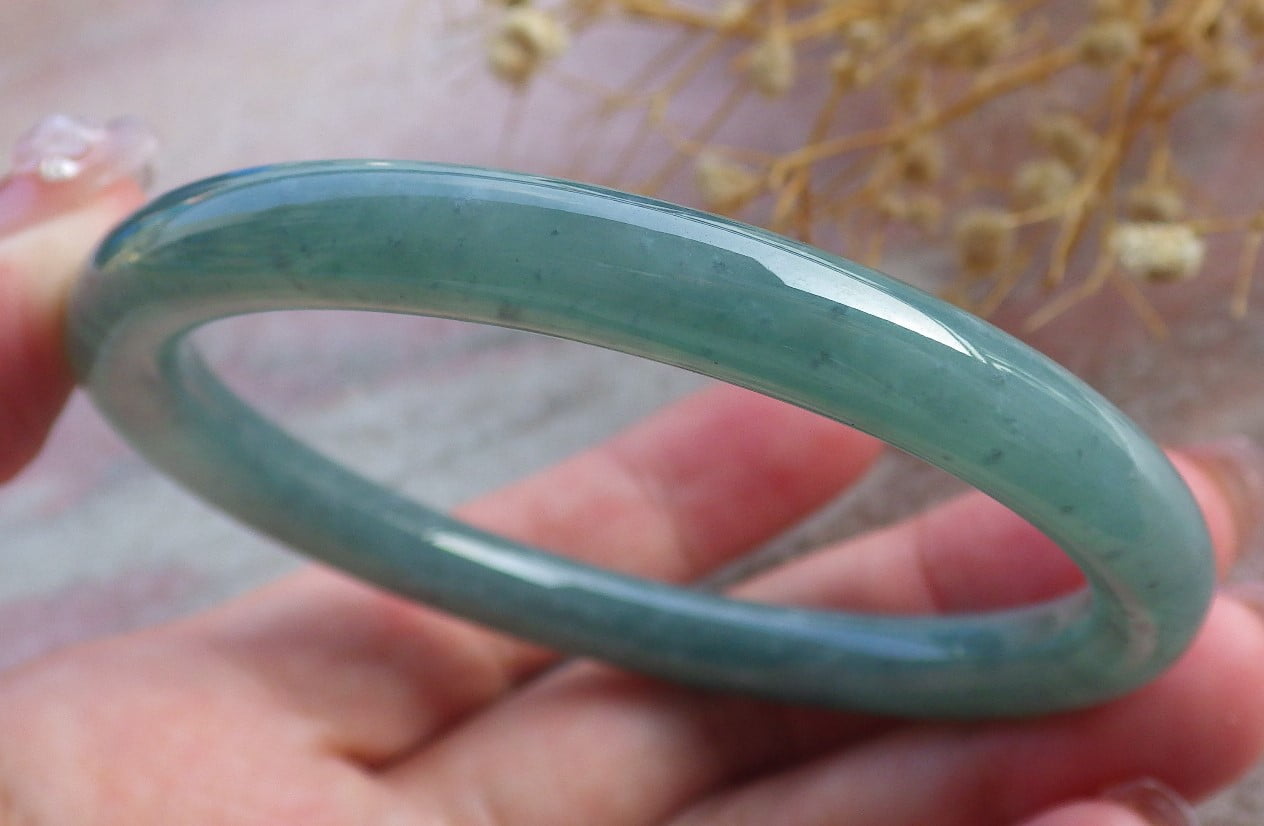 Icy Green Natural A JADE Jadeite Circle Bangle Bracelet 58 mm 682151 TN
