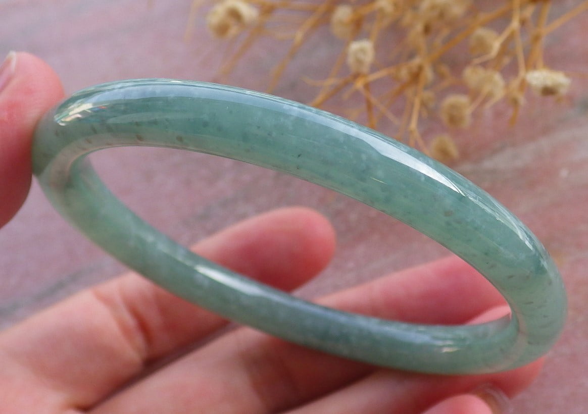 Icy Green Natural A JADE Jadeite Circle Bangle Bracelet 58 mm 683733 TN