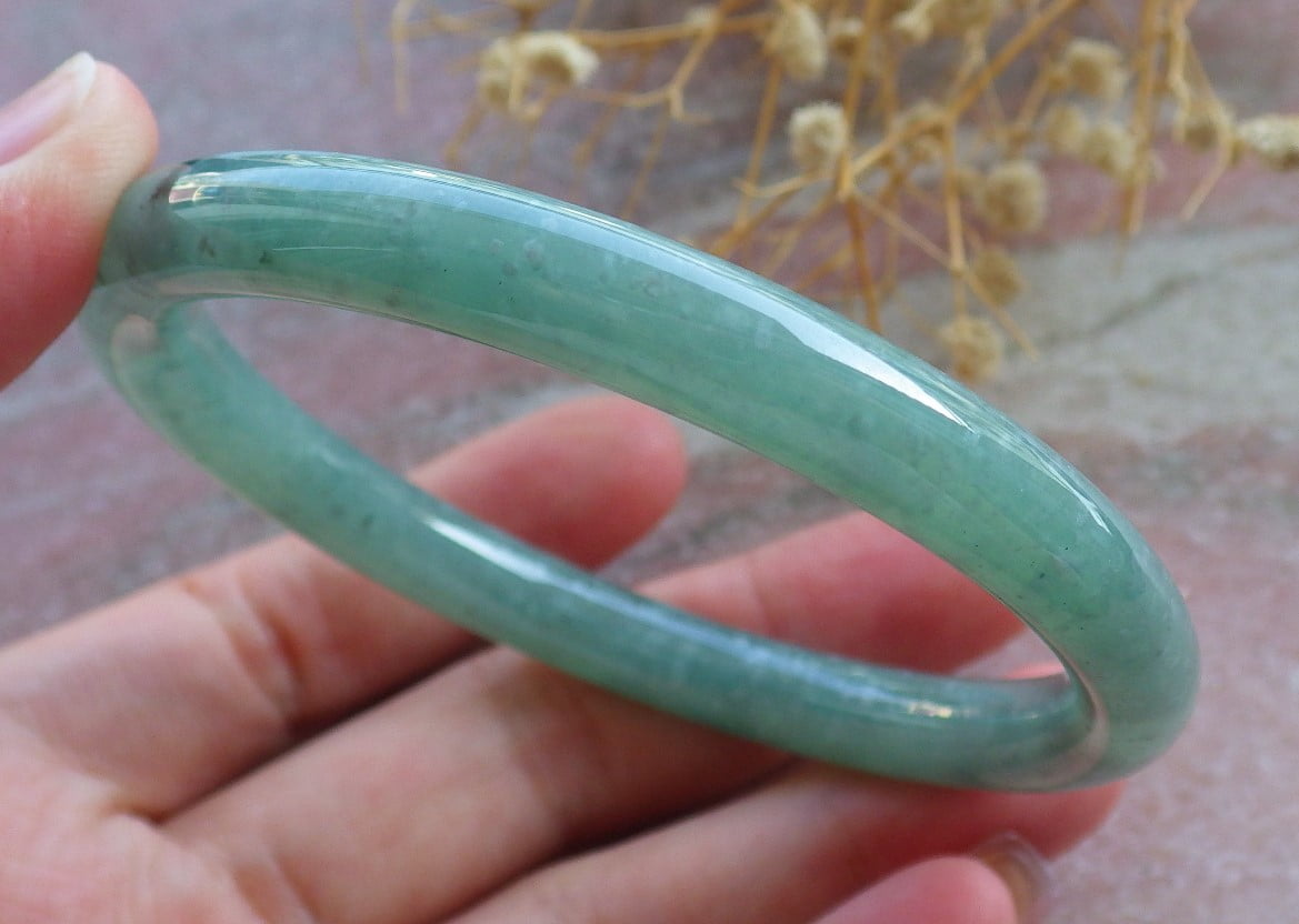 Icy Green Natural A JADE Jadeite Circle Bangle Bracelet 58 mm 683879 TN