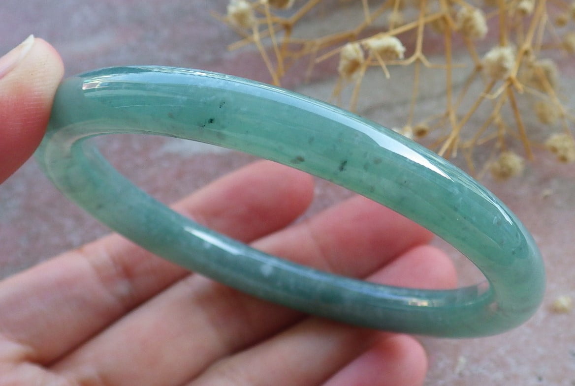 Icy Green Natural A JADE Jadeite Circle Bangle Bracelet 58 mm 683887 TN