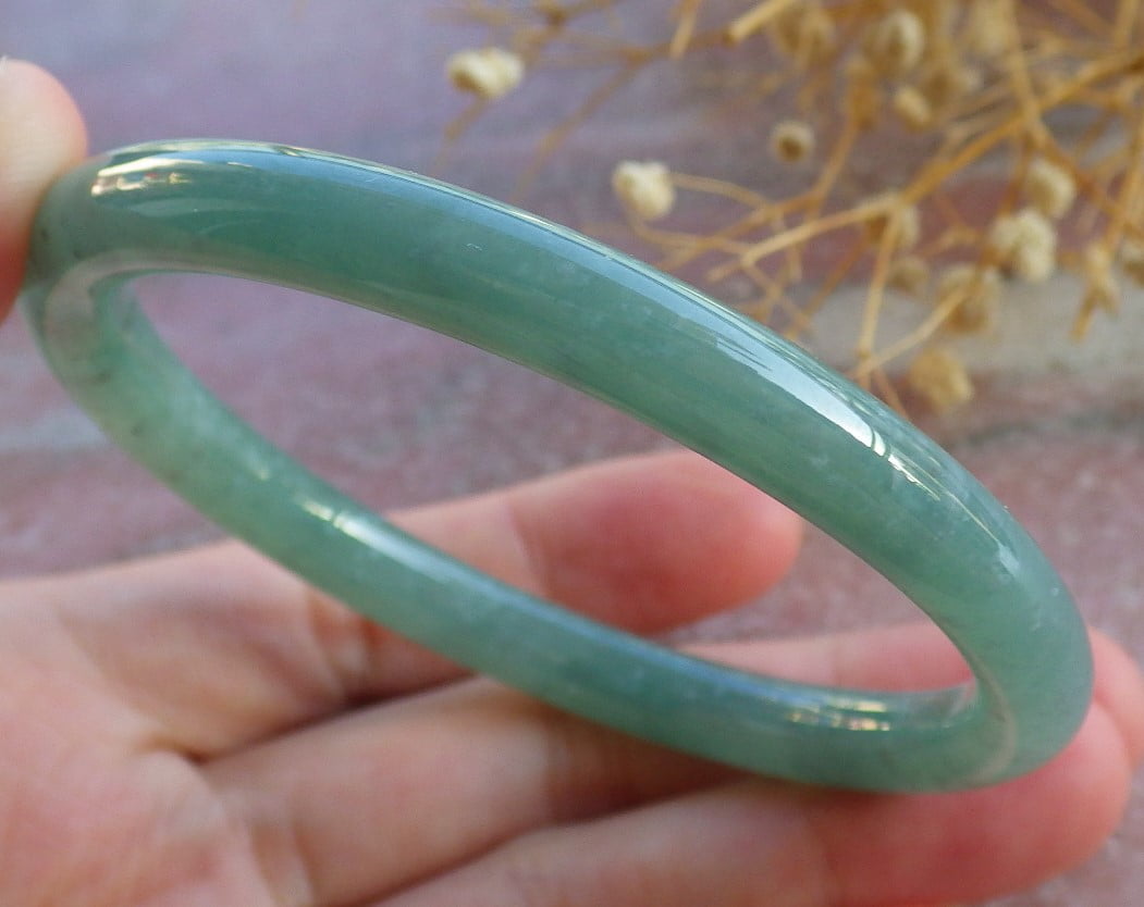 Icy Green Natural A JADE Jadeite Circle Bangle Bracelet 58 mm 685151 TN