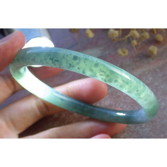 Icy Green Natural A JADE Jadeite Circle Bangle Bracelet 59 mm 680541 TN