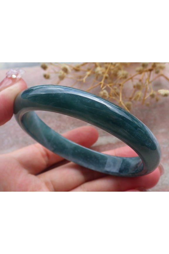 Icy Green Natural A JADE Jadeite Circle Bangle Bracelet 60 mm 682481 TN