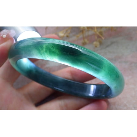 Icy Green Natural A JADE Jadeite Circle Bangle Bracelet 60 mm 682492 TN