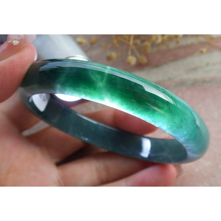 Icy Green Natural A JADE Jadeite Circle Bangle Bracelet 60 mm 682900 TN