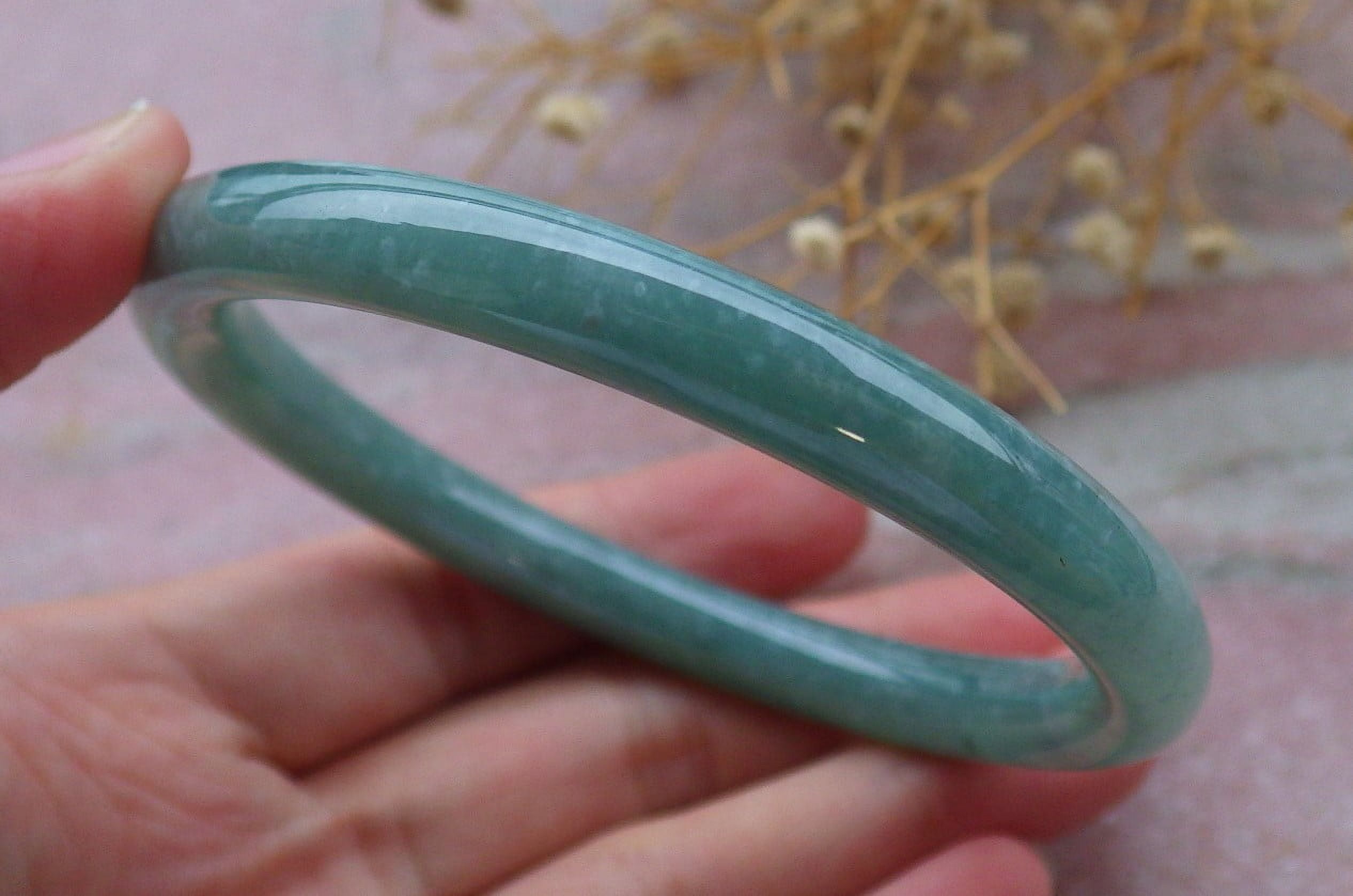 Icy Green Natural A JADE Jadeite Circle Bangle Bracelet 60 mm 685082 TN