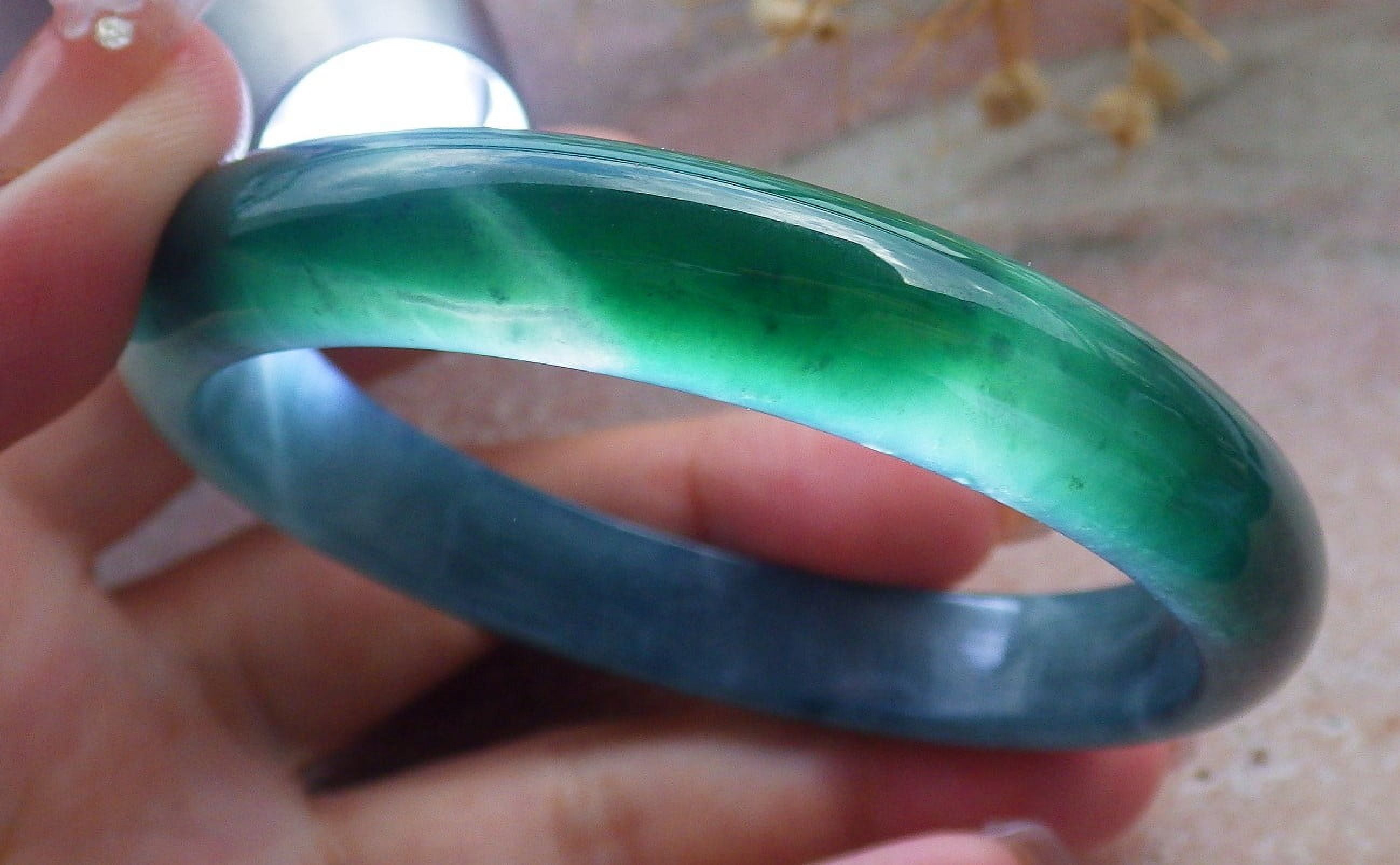 Icy Green Natural A JADE Jadeite Circle Bangle Bracelet 60 mm 82501 TN