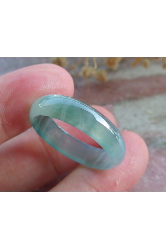 Icy Green Natural A JADE Jadeite Circle RING USA. 10.25 RING 681731 TN
