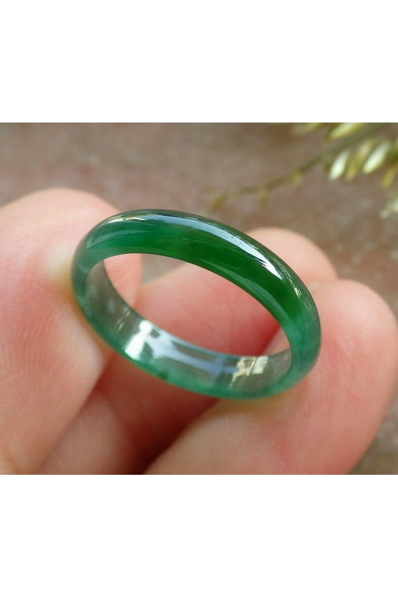 Icy Green Natural A JADE Jadeite Circle RING USA. 4.75 RING 640841 TN
