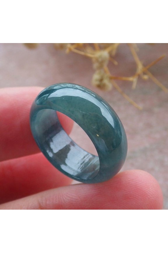 Icy Green Natural A JADE Jadeite Circle RING USA. 5.25 RING 679681 TN