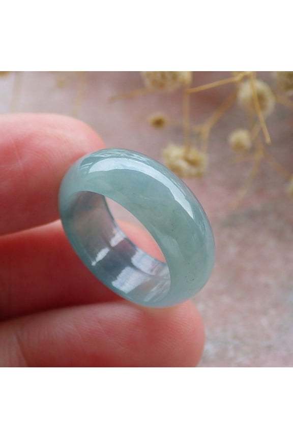 Icy Green Natural A JADE Jadeite Circle RING USA. 5.25 RING 680265 TN