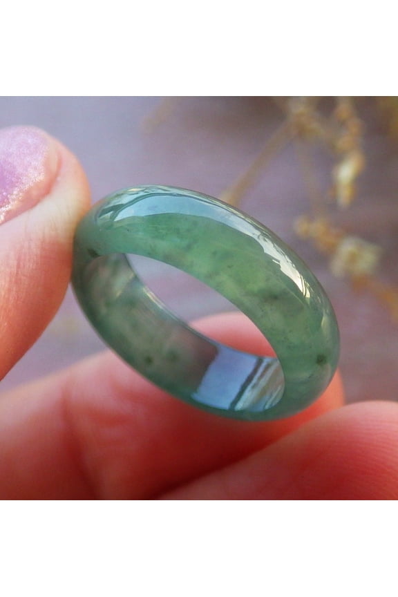 Icy Green Natural A JADE Jadeite Circle RING USA. 5.25 RING 696820 TN