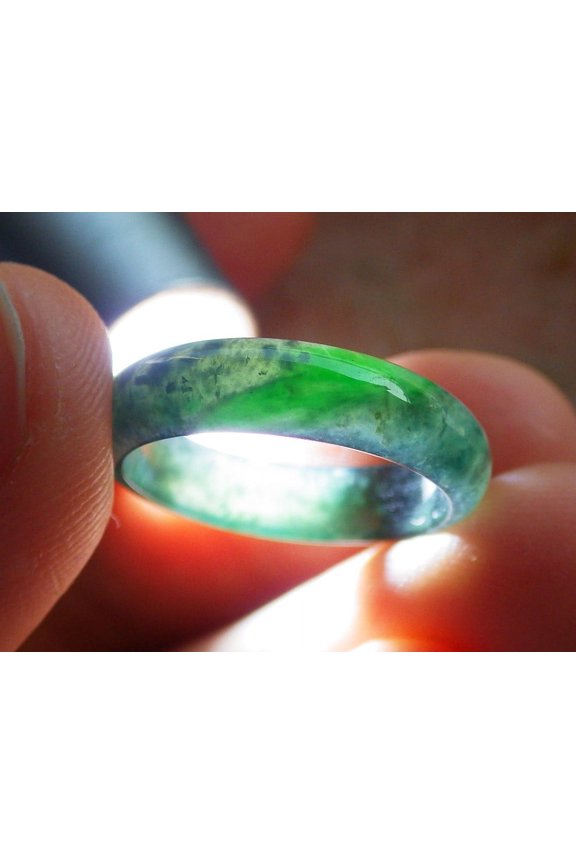 Icy Green Natural A JADE Jadeite Circle RING USA. 5.75 RING 640849 TN