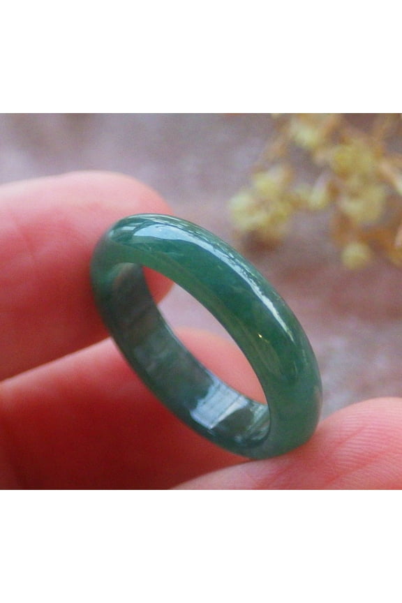 Icy Green Natural A JADE Jadeite Circle RING USA. 6.5 RING 696513 TN