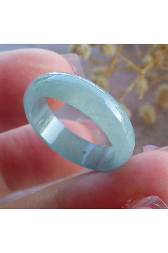 Icy Green Natural A JADE Jadeite Circle RING USA. 7.25 RNG 681133 TN