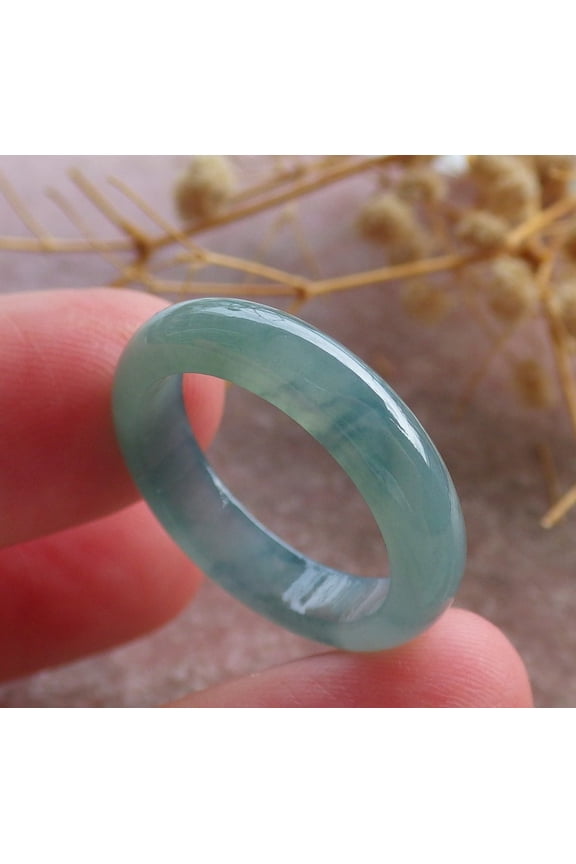 Icy Green Natural A JADE Jadeite Circle RING USA. 7.75 RING 685356 TN