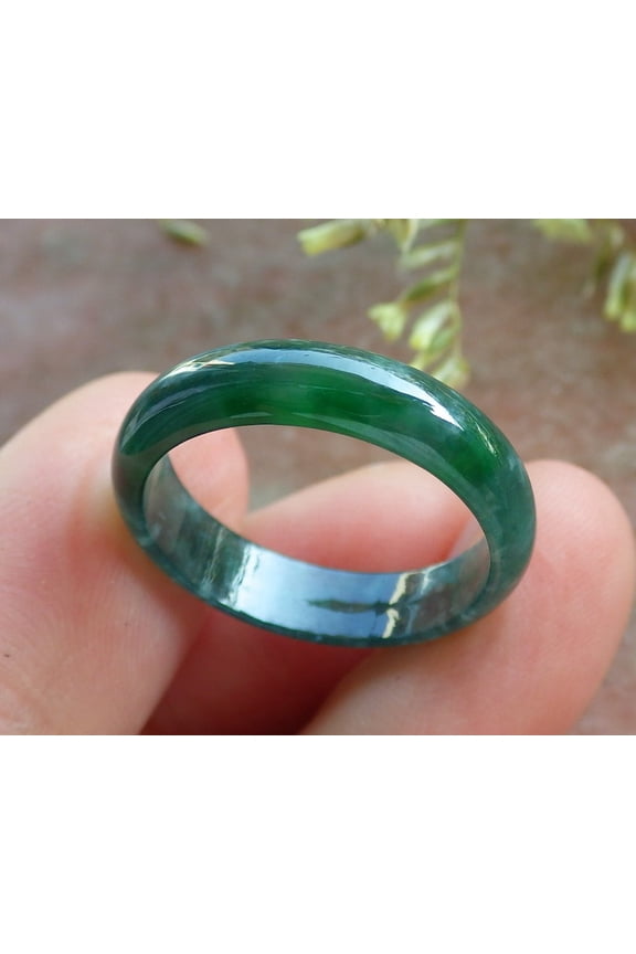 Icy Green Natural A JADE Jadeite Circle RING USA. 7 RING 640858 TN