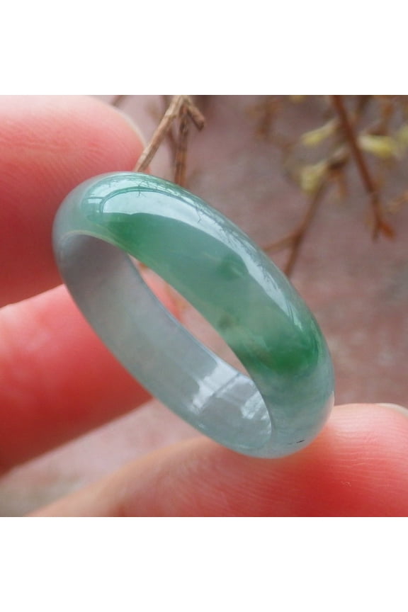Icy Green Natural A JADE Jadeite Circle RING USA. 7 RING 702925 TN