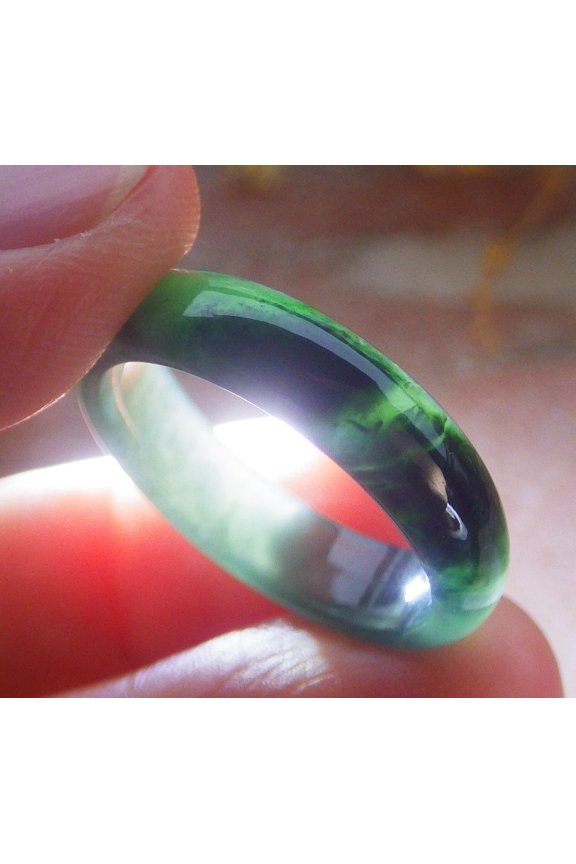 Icy Green Natural A JADE Jadeite Circle RING USA. 8.25 RING 696111 TN