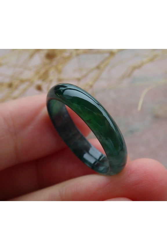 Icy Green Natural A JADE Jadeite Circle RING USA. 8.75 RING 638921 TN