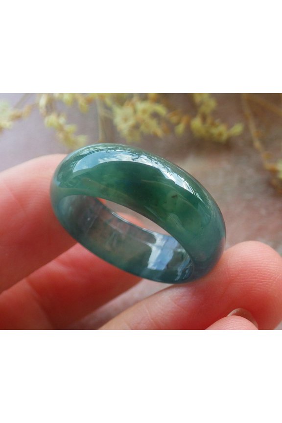 Icy Green Natural A JADE Jadeite Circle RING USA. 9.25 RING 695819 TN
