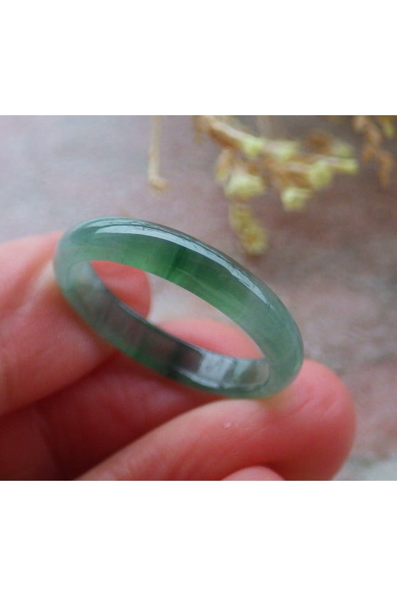 Icy Green Natural A JADE Jadeite Circle RING USA. 9.5 RING 697558 TN