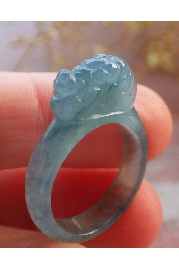 Icy Green Natural A JADE Jadeite Dragon Pi Xiu RING USA. 6.5 RING 698733 TN