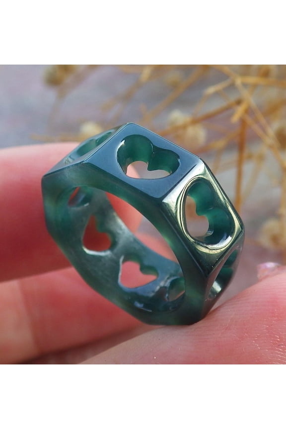 Icy Green Natural A JADE Jadeite Heart RING USA. 4.5 RING 681949 TN
