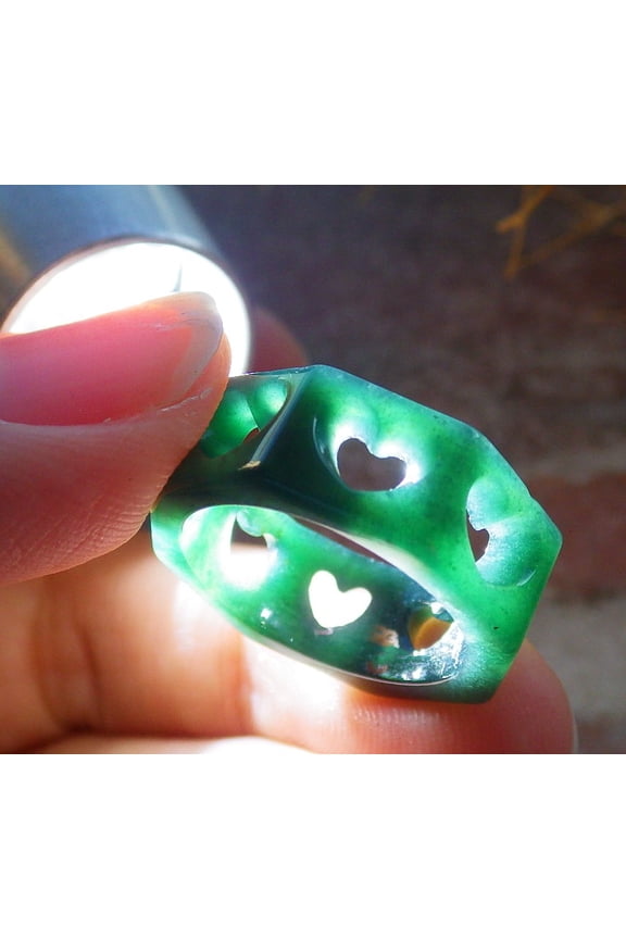Icy Green Natural A JADE Jadeite Heart RING USA. 5.75 RING 684671 TN