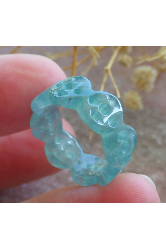 Icy Green Natural A JADE Jadeite Money Coin RING USA. 4.5 RING 684496 TN