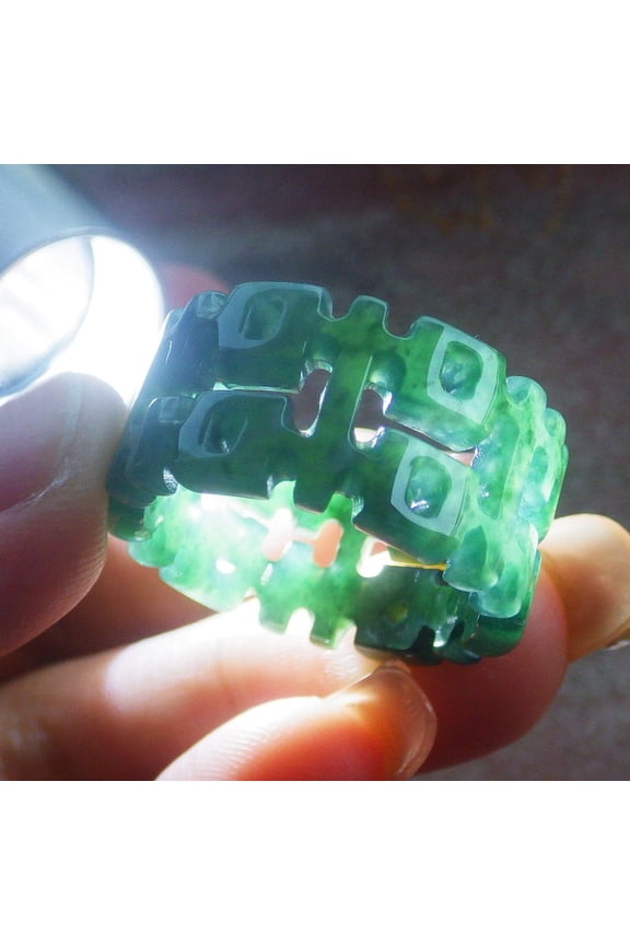 Icy Green Natural A JADE Jadeite ** Xi ** RING USA. 9 RING 699795 TN