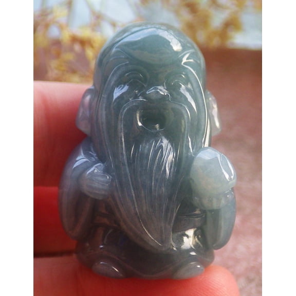 Icy Green Natural A Jade jadeite Display Longevity God Peach 696464 TN