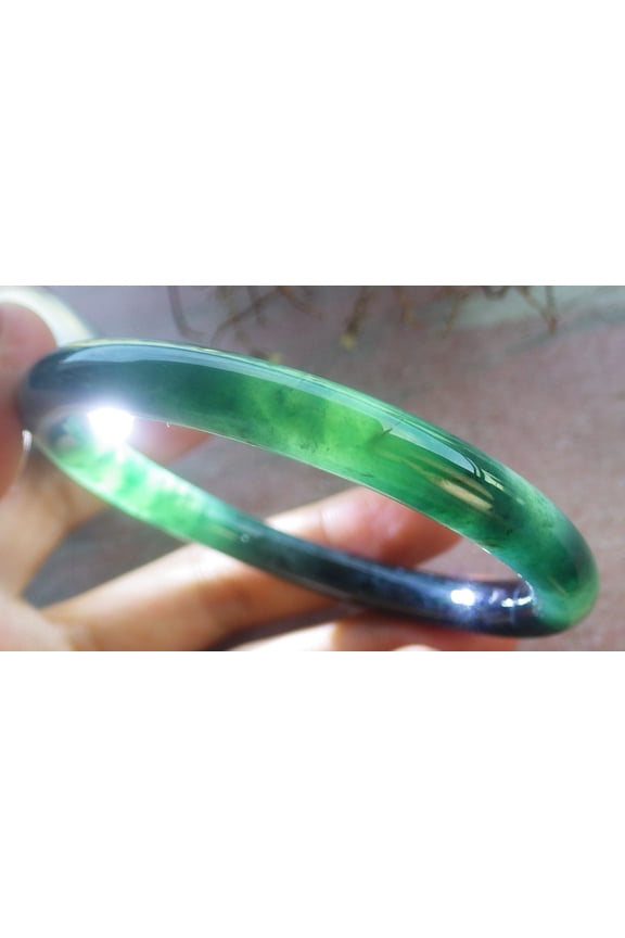 Icy Green Pale Lavender Natural A JADE Jadeite Circle Bangle Bracelet 58 mm 705247