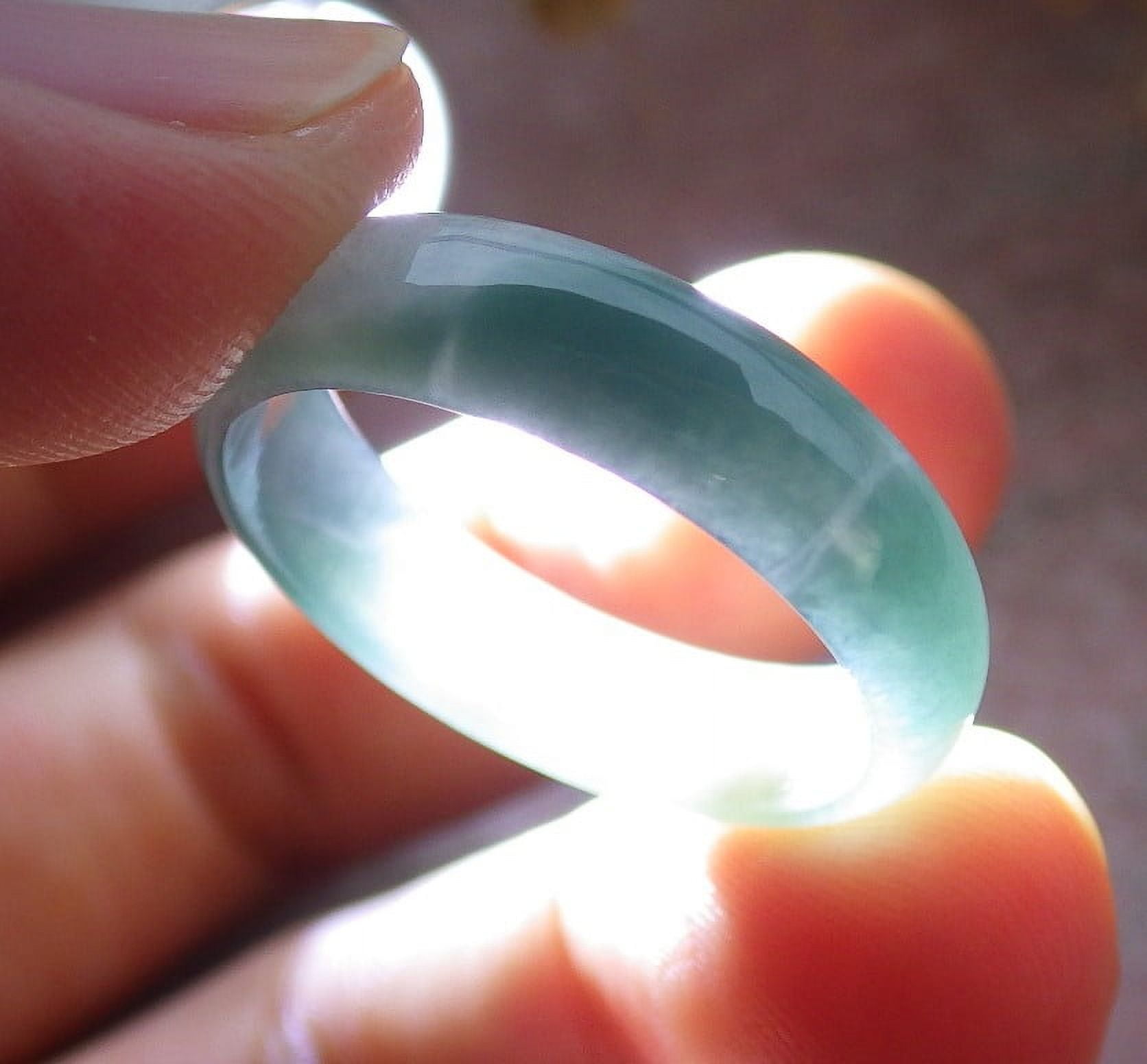 GOJADE Icy Green Pale Lavender Natural A JADE Jadeite Circle RING USA. 9.25 RING 679421 TN