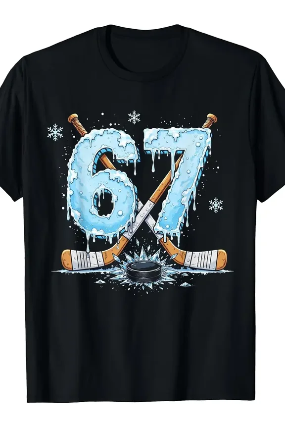 Icy Hockey Number 67 Puck Fan Unisex Short Sleeve Graphic Tee