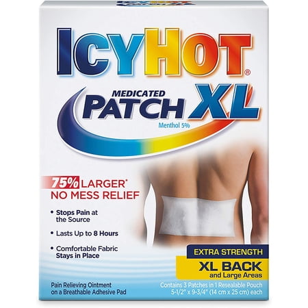 Icy Hot Extra Strength Medicated Patch, XL Back & Large Areas, 3 Ea, 2 Pack