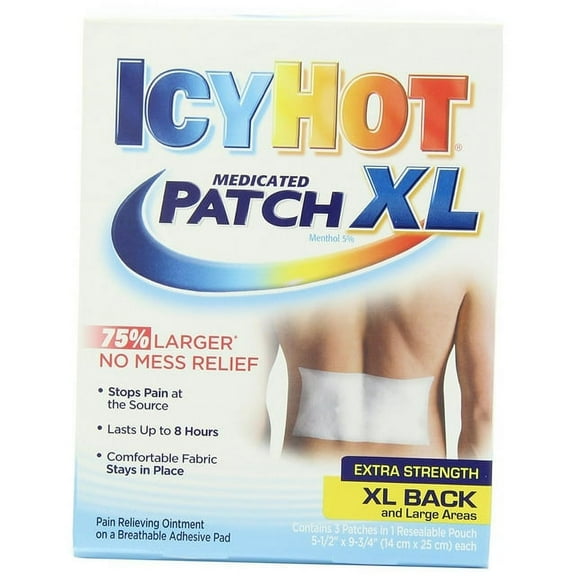 Icy Hot Extra Strength Medicated Patch Xl, Extra Large For Back And Large Areas - 3 Ea, 6 Pack