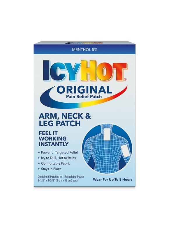 Icy Hot Original Muscle & Joint Pain Relief Small Patch for Arm, Neck, & Leg with 5% Menthol, 5 ct.