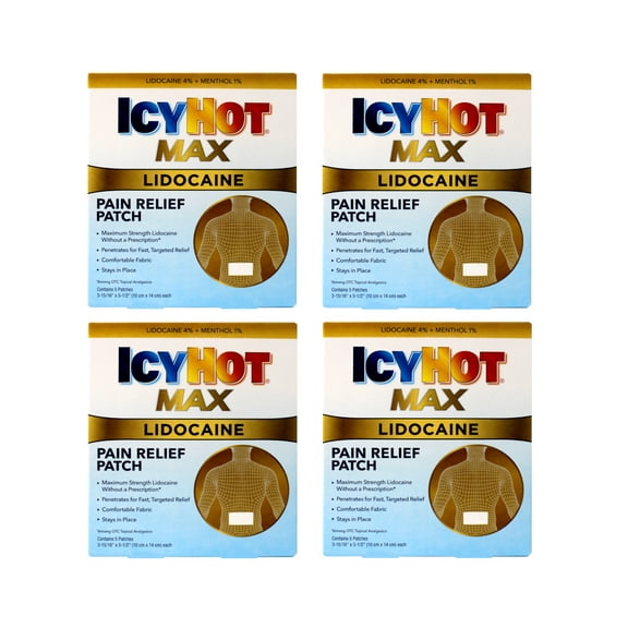Icy Hot Lidocaine Patch Plus Menthol 5 ea (Pack of 4)