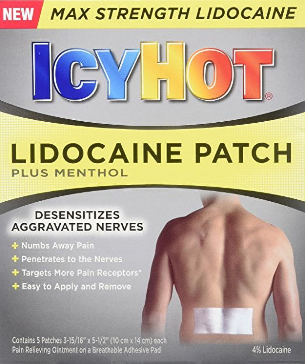 Icy Hot Lidocaine Patch Plus Menthol (Pack of 2)
