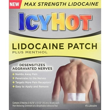 Icy Hot Max Strength Plus Menthol Lidocaine Patches, 5 Ct, 16 Pack