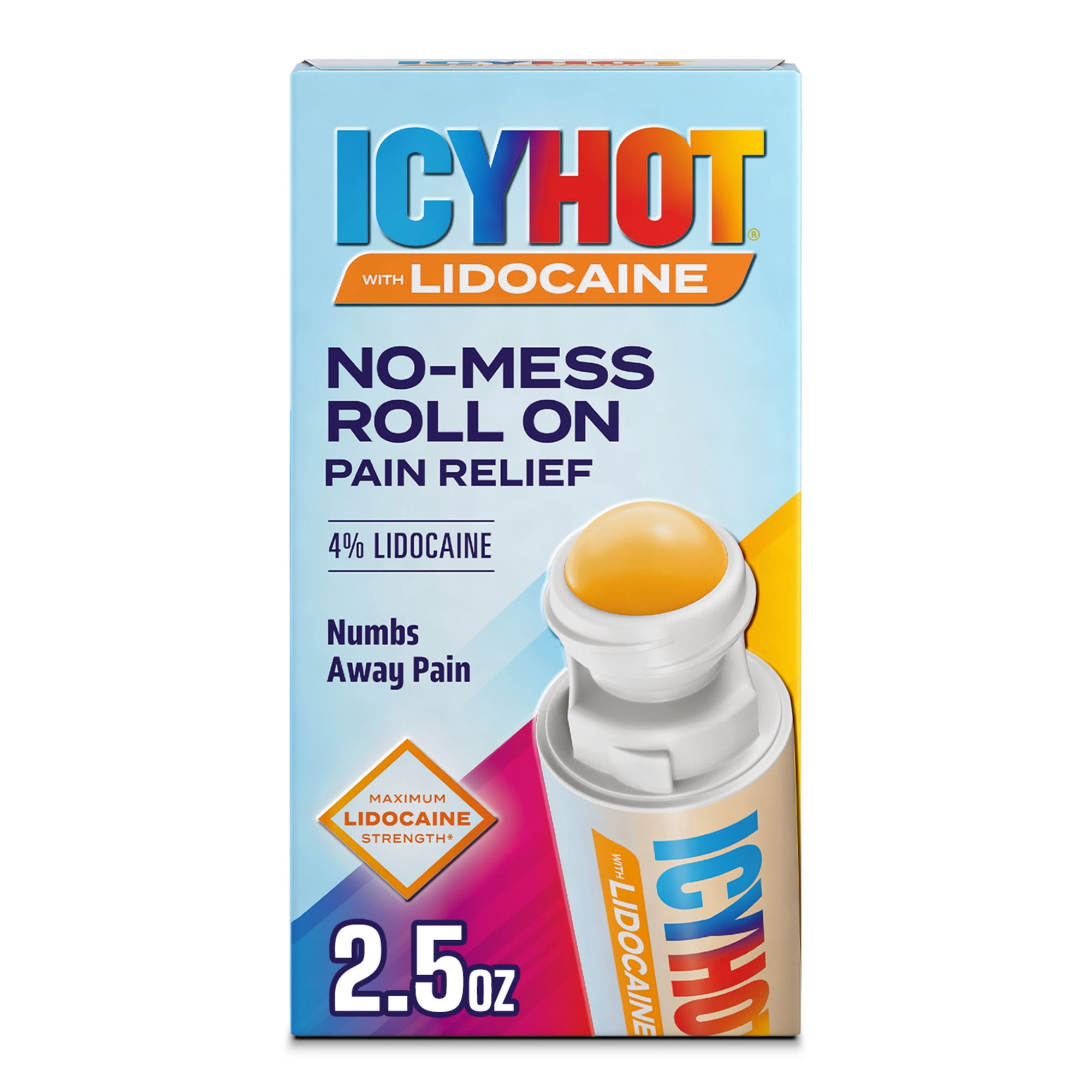 Icy Hot Lidocaine Pain Relief No-Mess Roll-On Applicator, Numb