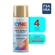 Icy Hot Lidocaine Pain Relief Dry Spray, Numb Aggravated Nerves With Max Strength Lidocaine 4% and Menthol 1%, Fast-Acting Pain Relief for Minor Pain, Backaches, Sprains and Strains, 4 oz