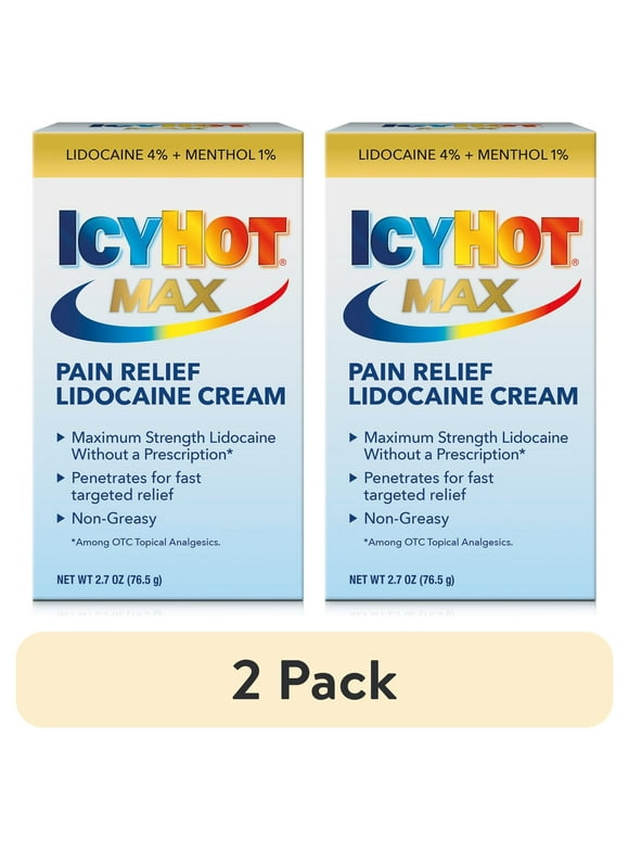 (2 pack) Icy Hot Maximum Strength Muscle & Joint Pain Relief Numbing Cream with Lidocaine and Menthol, 2.7oz