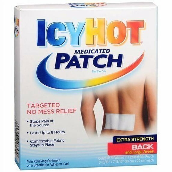 Icy Hot Medicated Pain Relief Patch Menthol Extra Strength, 5 Ct, 4 Pack